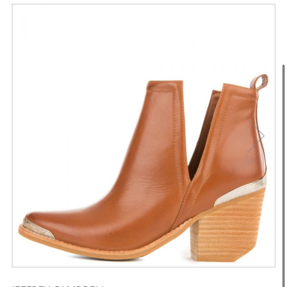 New Jeffrey Campbell Cromwell Cognac Leather Western Booties Size 7.5